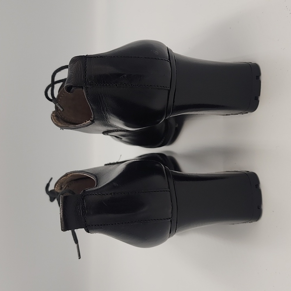 BRONX by Dijkmans Black Leather Block Heel Oxfords • Lug Sole Size 37 - Picture 6 of 7